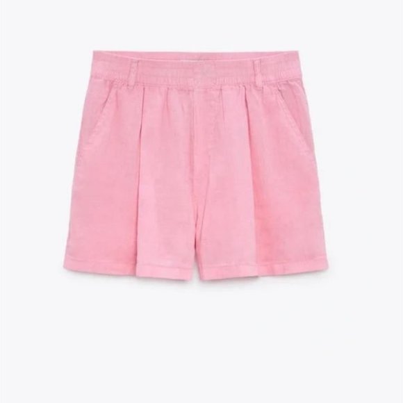 ZARA 2 PIECES LINEN SHIRT WITH POCKET & CARGO SHORTS - Picture 5 of 9